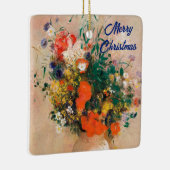 Vase van bloemen door Redon Merry Kerstmis Keramisch Ornament (Rechts)