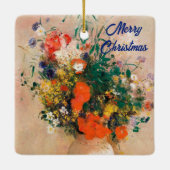 Vase van bloemen door Redon Merry Kerstmis Keramisch Ornament (Achterkant)