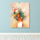Vase van bloemen door Redon Post-Impressionist Canvas Afdruk (Insitu (Houten vloer))
