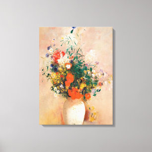Vase van bloemen door Redon Post-Impressionist Canvas Afdruk