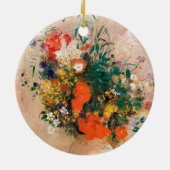 Vase van bloemen door Redon Post-Impressionist Keramisch Ornament (Achterkant)