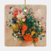 Vase van bloemen door Redon Post-Impressionist Keramisch Ornament (Achterkant)