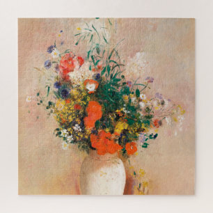 Vase van bloemen door Redon Post-Impressionist Legpuzzel