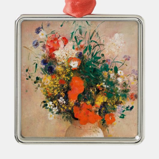 Vase van bloemen door Redon Post-Impressionist Metalen Ornament (Voorkant)