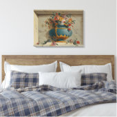 Vase van Bloemen in een Niche Canvas Afdruk (Insitu (Slaapkamer))