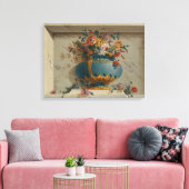 Vase van Bloemen in een Niche Canvas Afdruk (Insitu (Woonkamer))