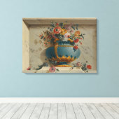 Vase van Bloemen in een Niche Canvas Afdruk (Insitu (Houten vloer))