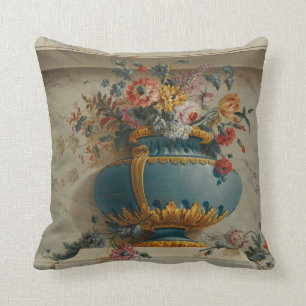 Vase van Bloemen in een Niche Kussen