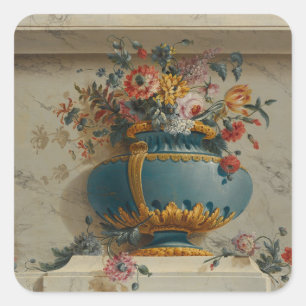 Vase van Bloemen in een Niche Vierkante Sticker
