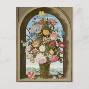 Vase van Bloemen in een Venster, c.1618 Briefkaart