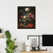 Vase van bloemen - Jan de Heem Fine Art Poster (Thuiskantoor)