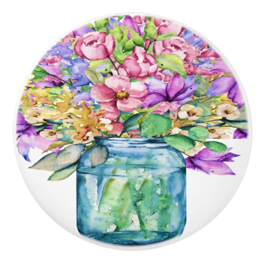 Vase van bloemen keramische dragerknoppen knop (Voorkant)