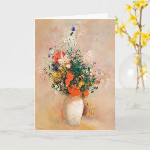 Vase van Bloemen op roze achtergrond Kaart