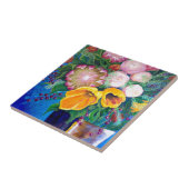 Vase van bloemen — Proteas, Tulpen en Rozen Tegeltje (Zijkant)