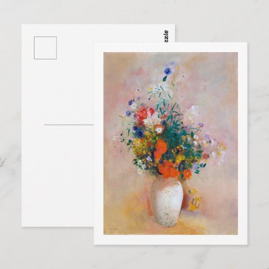 Vase van bloemen, Redon Briefkaart (Voorkant / Achterkant)
