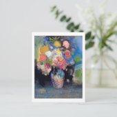 Vase van bloemen, Redon Briefkaart (Staand voorkant)