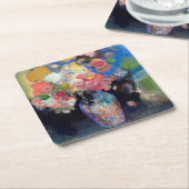 Vase van bloemen, Redon Kartonnen Onderzetters (Schuin)