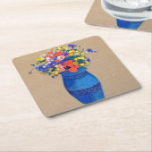 Vase van bloemen, Redon Kartonnen Onderzetters (Schuin)