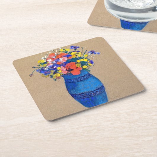 Vase van bloemen, Redon Kartonnen Onderzetters (Schuin)