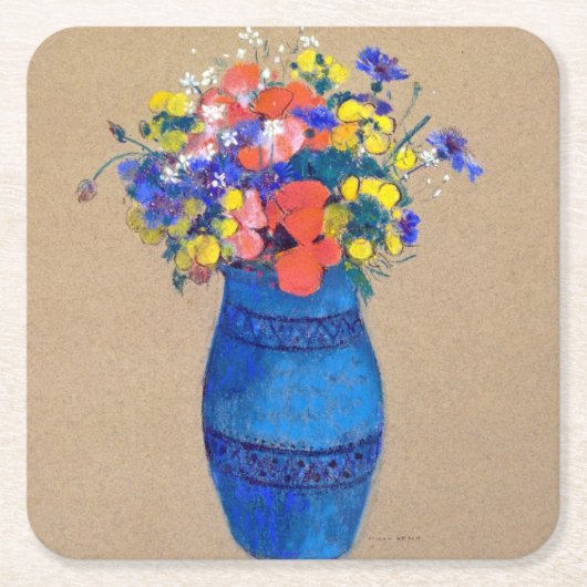 Vase van bloemen, Redon Kartonnen Onderzetters (Voorkant)