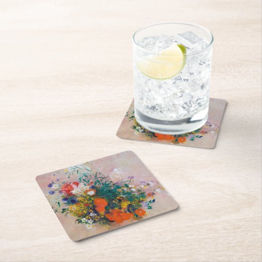 Vase van bloemen, Redon Kartonnen Onderzetters (Insitu)