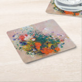 Vase van bloemen, Redon Kartonnen Onderzetters (Schuin)