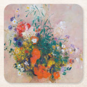 Vase van bloemen, Redon Kartonnen Onderzetters (Voorkant)