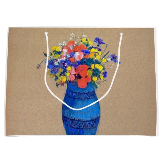 Vase van bloemen, Redon Large Gift Bag Groot Cadeauzakje (Voorkant)