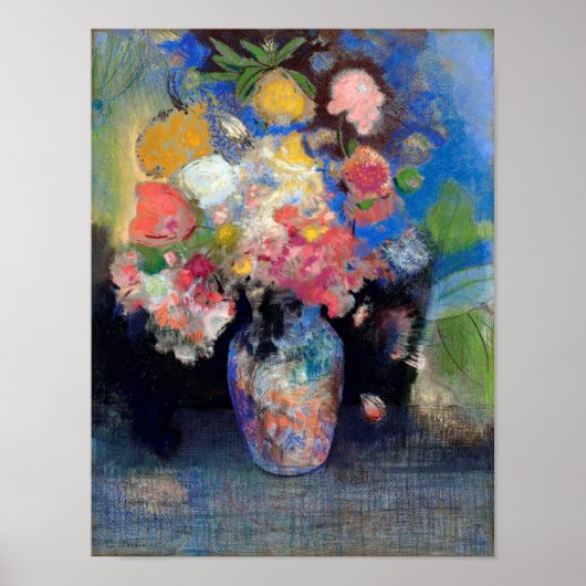 Vase van bloemen, Redon Poster (Voorkant)