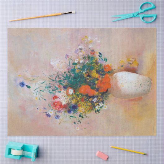 Vase van bloemen, Redon Tissuepapier (Craft)