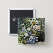 Vase van bloemen vierkante button 5,1 cm (Voorkant /achterkant)
