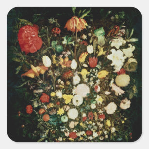 Vase van bloemen vierkante sticker