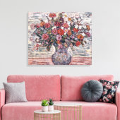 Vase van bloemen, Zinnias, door Maurice Prendergas Canvas Afdruk (Insitu (Woonkamer))