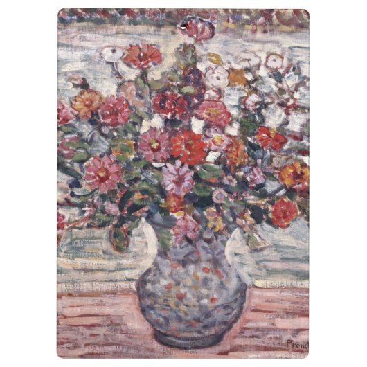 Vase van bloemen, Zinnias, door Maurice Prendergas Klembord (Achterkant)