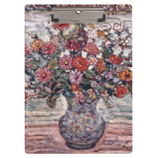 Vase van bloemen, Zinnias, door Maurice Prendergas Klembord (Voorkant)