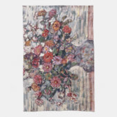 Vase van bloemen, Zinnias, door Maurice Prendergas Theedoek (Verticaal)