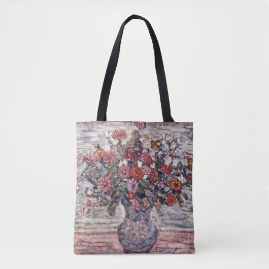 Vase van bloemen, Zinnias, door Maurice Prendergas Tote Bag (Voorkant)