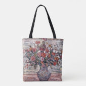 Vase van bloemen, Zinnias, door Maurice Prendergas Tote Bag (Achterkant)