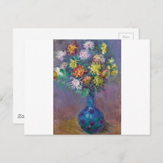 Vase van Chrysanthemums Claude Monet Briefkaart (Voorkant / Achterkant)