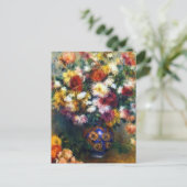 Vase van Chrysanthemums Fine Art van Renoir Briefkaart (Staand voorkant)