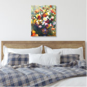 Vase van Chrysanthemums Renoir Fine Art Canvas Afdruk (Insitu (Slaapkamer))