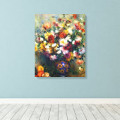 Vase van Chrysanthemums Renoir Fine Art Canvas Afdruk (Insitu (Houten vloer))