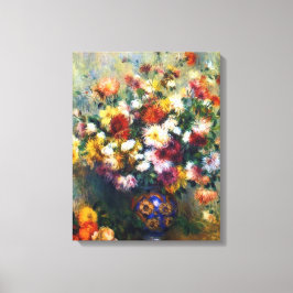 Vase van Chrysanthemums Renoir Fine Art Canvas Afdruk