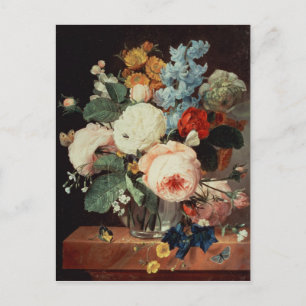Vase van de Bloemen op een marmer Briefkaart
