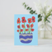 Vase van de hedendaagse tekening van rode papavers briefkaart (Staand voorkant)