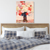 Vase van de Peonies Monet Fine Art Canvas Afdruk (Insitu (Slaapkamer))