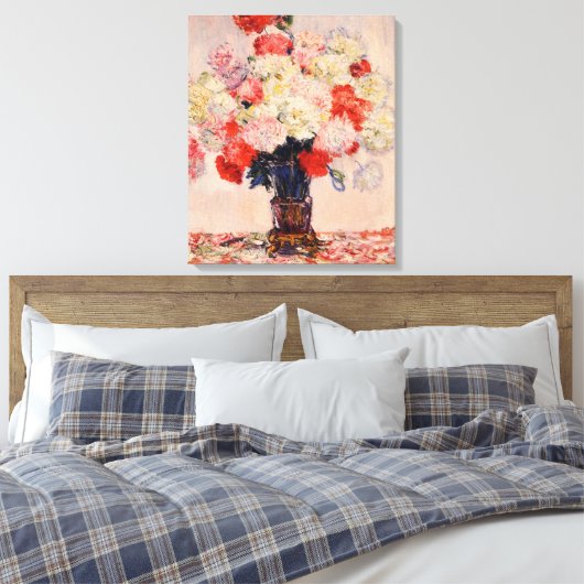 Vase van de Peonies Monet Fine Art Canvas Afdruk (Insitu (Slaapkamer))