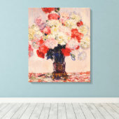 Vase van de Peonies Monet Fine Art Canvas Afdruk (Insitu (Houten vloer))