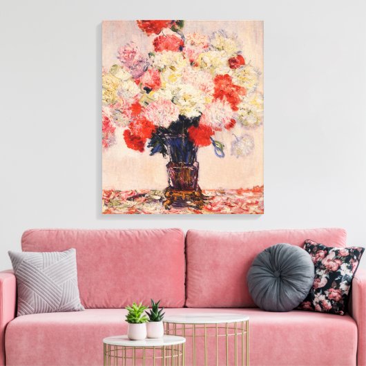 Vase van de Peonies Monet Fine Art Canvas Afdruk (Insitu (Woonkamer))