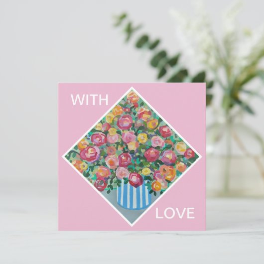 Vase van de rozen kaart (Staand voorkant)